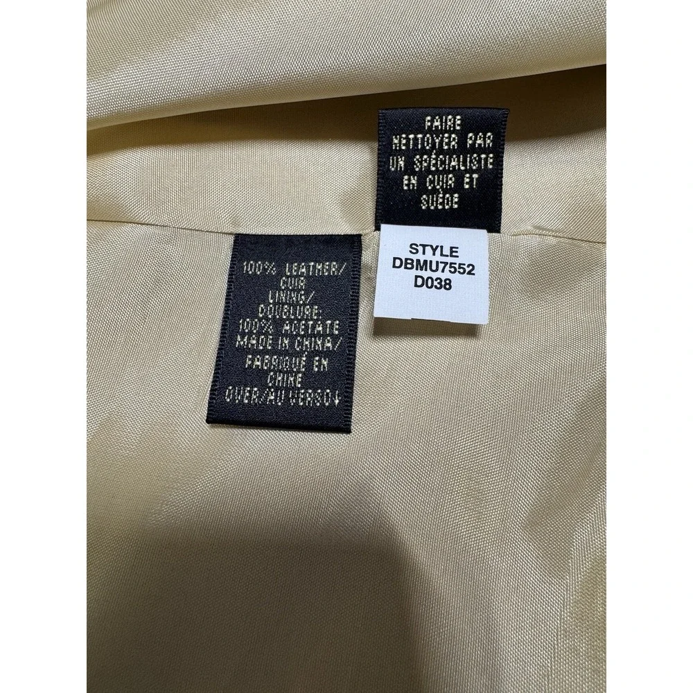 Dana‎ Buchman Cream Genuine Leather Patent Trims Jacket Blazer Women's Size 12 - Picture 3 of 7